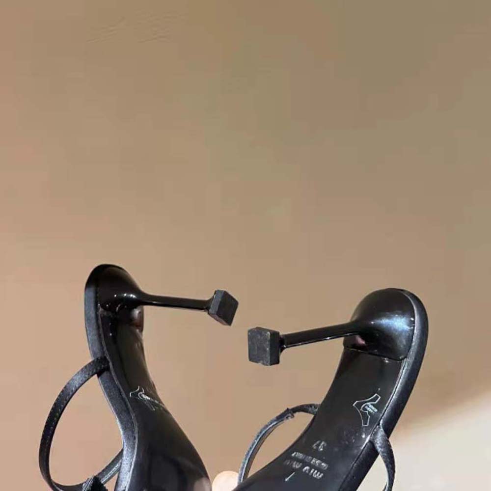 Miu Miu Women Satin Bow Sandals in 85 mm Heel Height-Black - image 10
