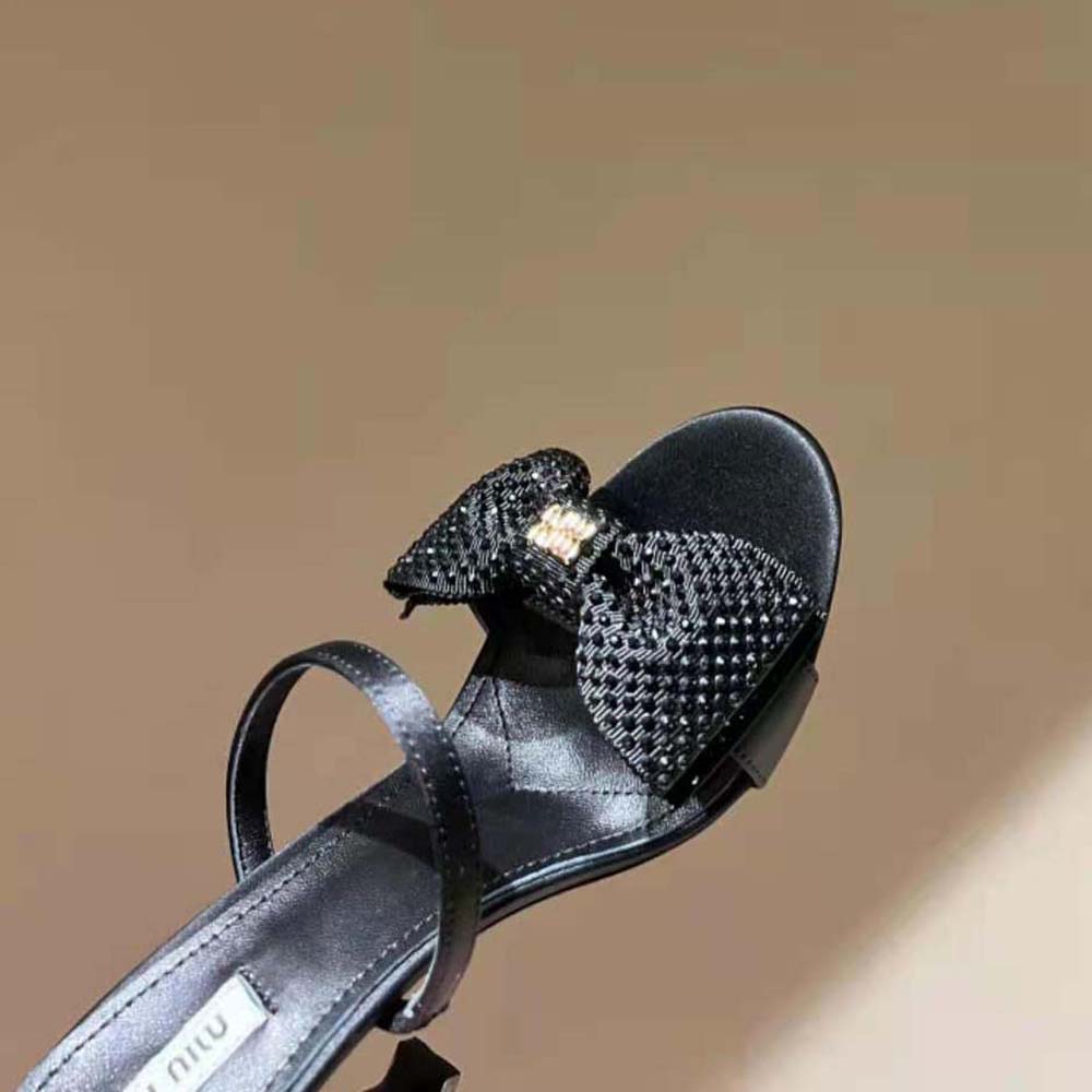 Miu Miu Women Satin Bow Sandals in 85 mm Heel Height-Black - image 7