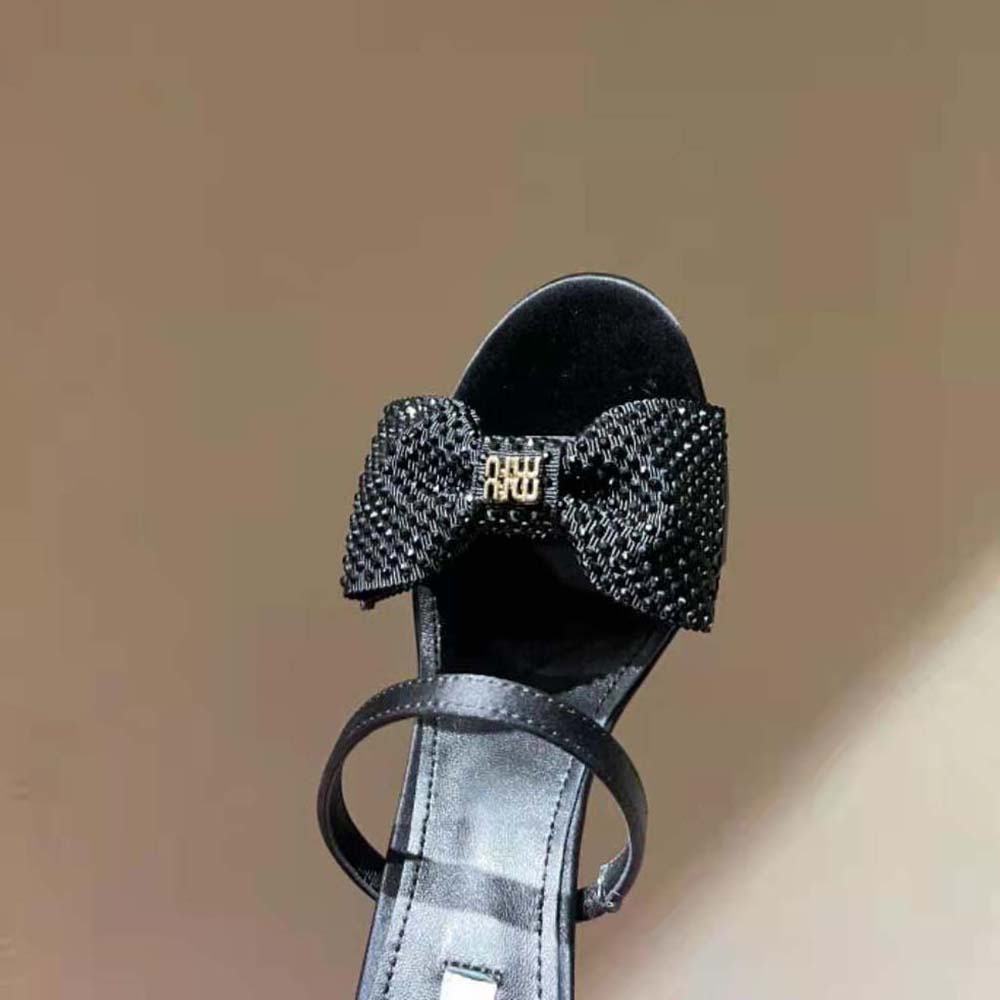 Miu Miu Women Satin Bow Sandals in 85 mm Heel Height-Black - image 6