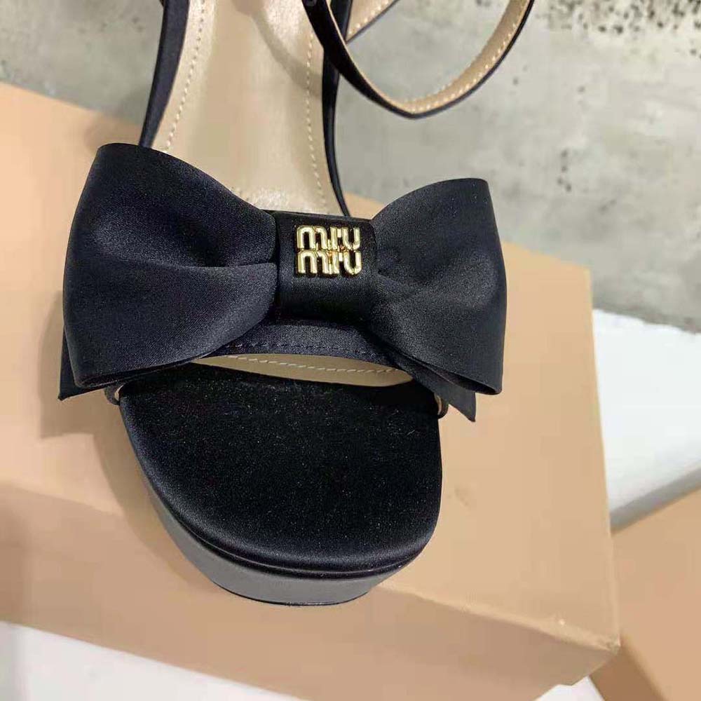 Miu Miu Women Satin Platform Sandals in 135mm Heel Height-Black - image 5
