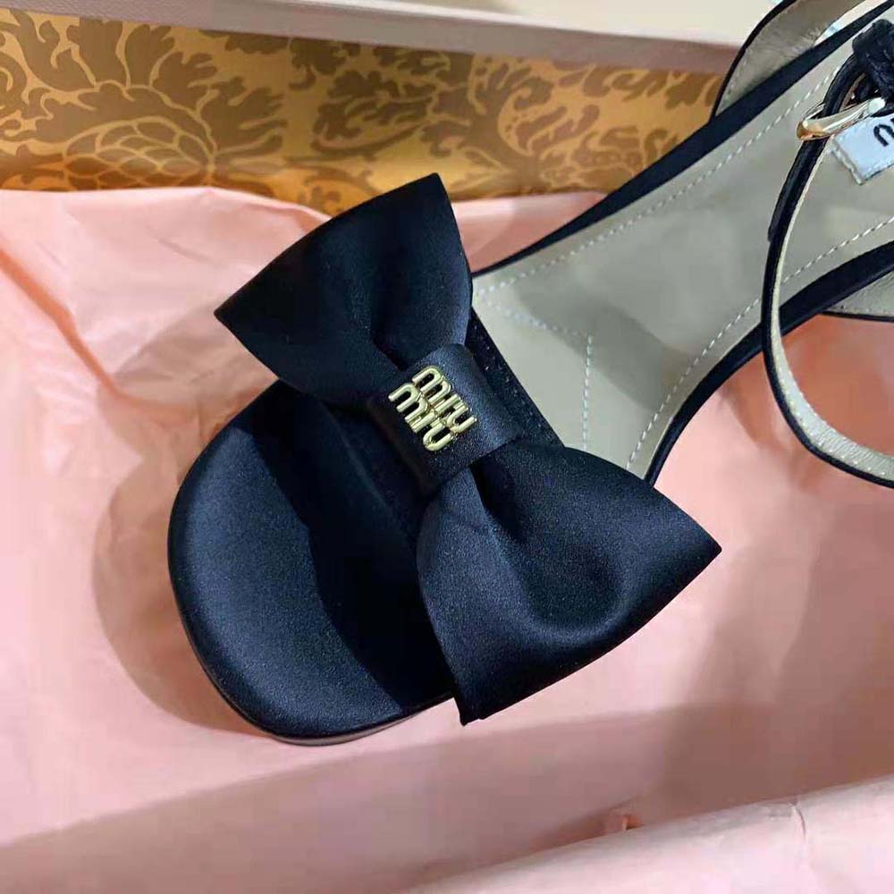 Miu Miu Women Satin Platform Sandals in 135mm Heel Height-Black - image 6