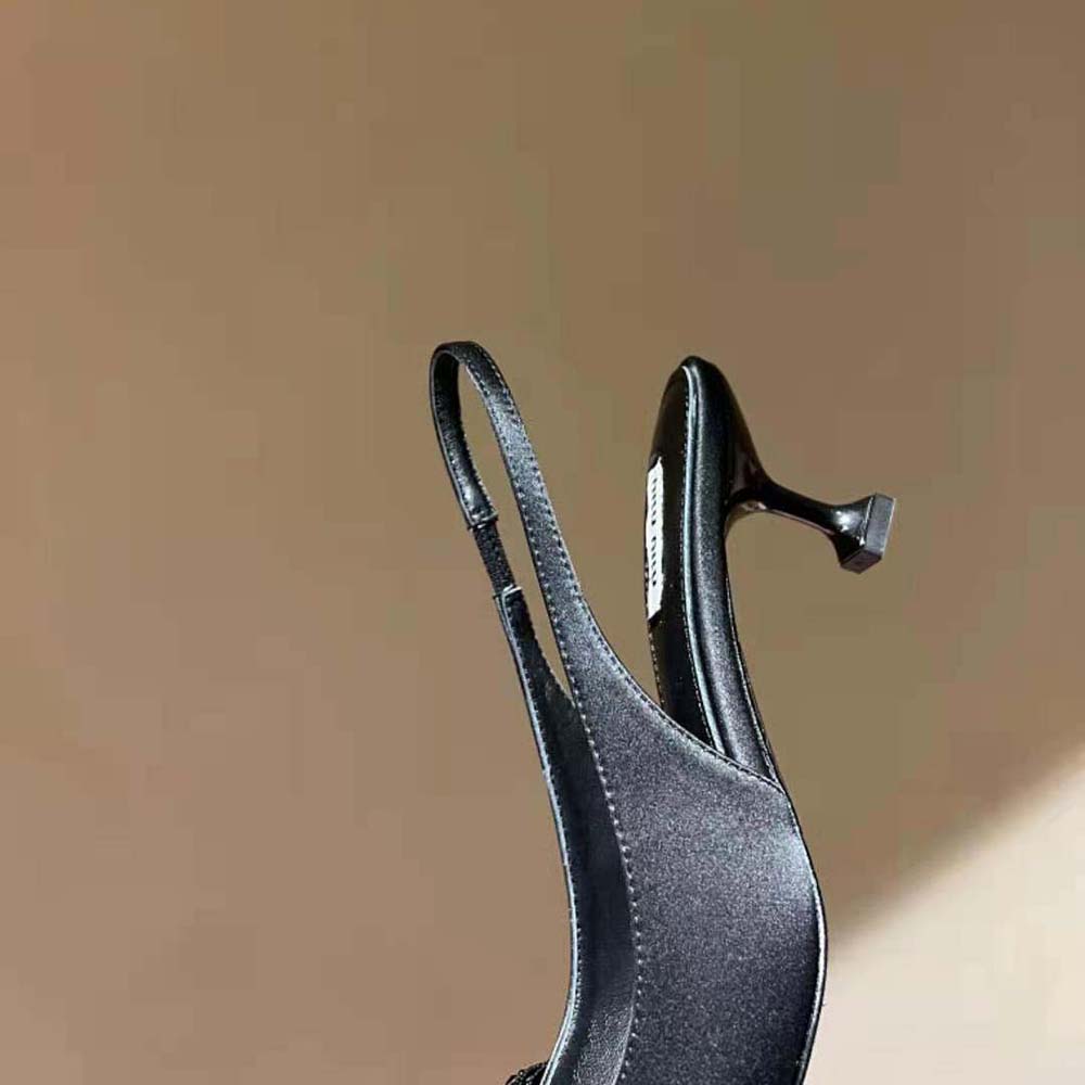 Miu Miu Women Satin Slingback Pumps 55 mm Heel Height-Black - image 10