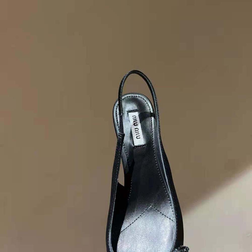 Miu Miu Women Satin Slingback Pumps 55 mm Heel Height-Black - image 9
