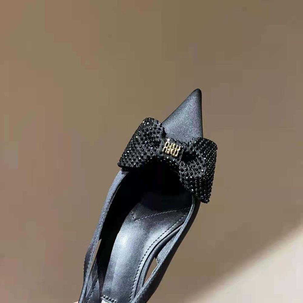 Miu Miu Women Satin Slingback Pumps 55 mm Heel Height-Black - image 8