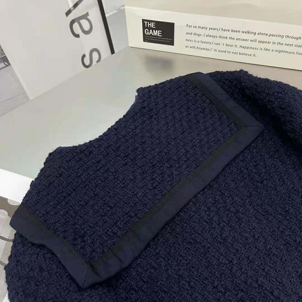Miu Miu Women Single-Breasted Tweed Jacket-Black - image 8