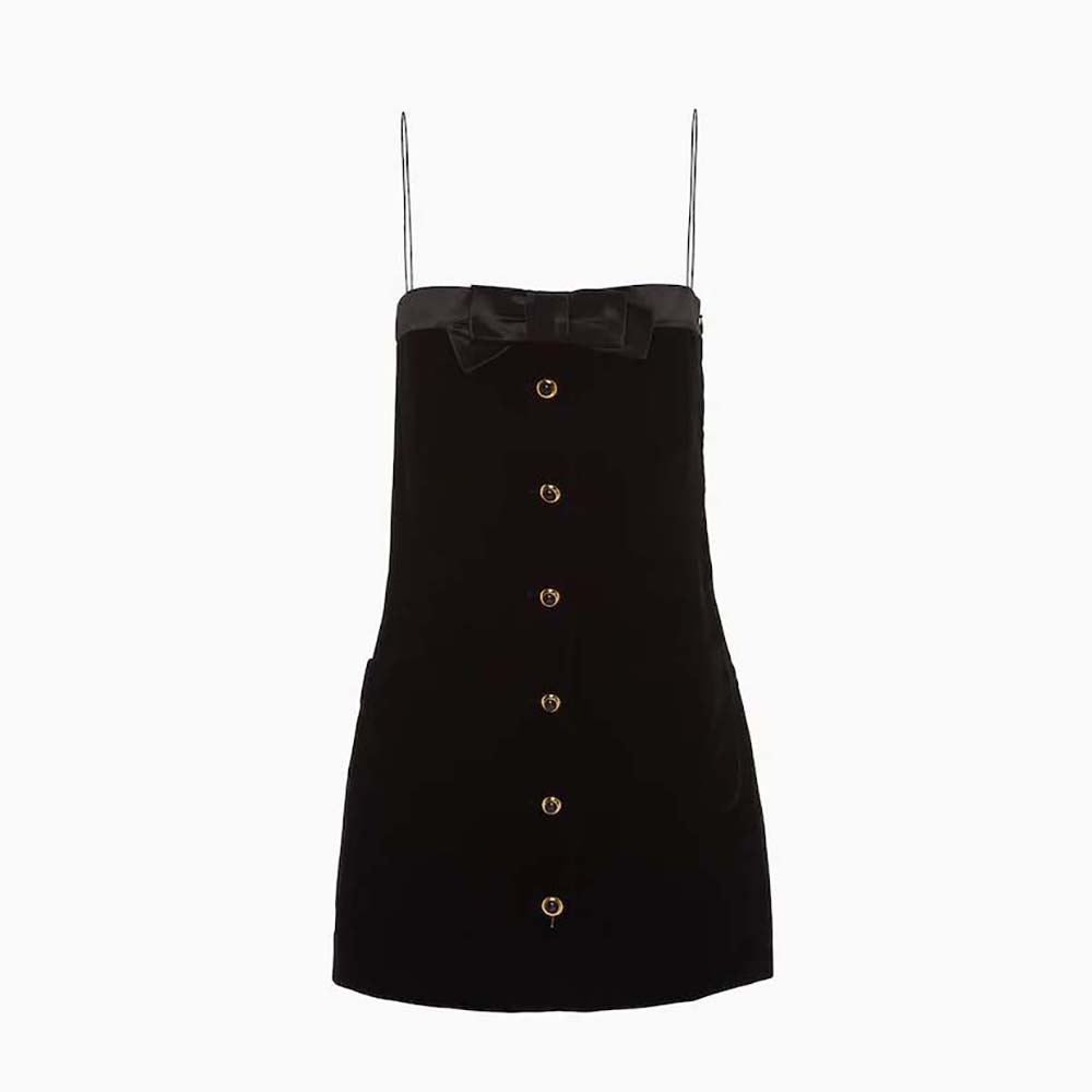 Front view of Miu Miu Women Velvet Short Dress in black