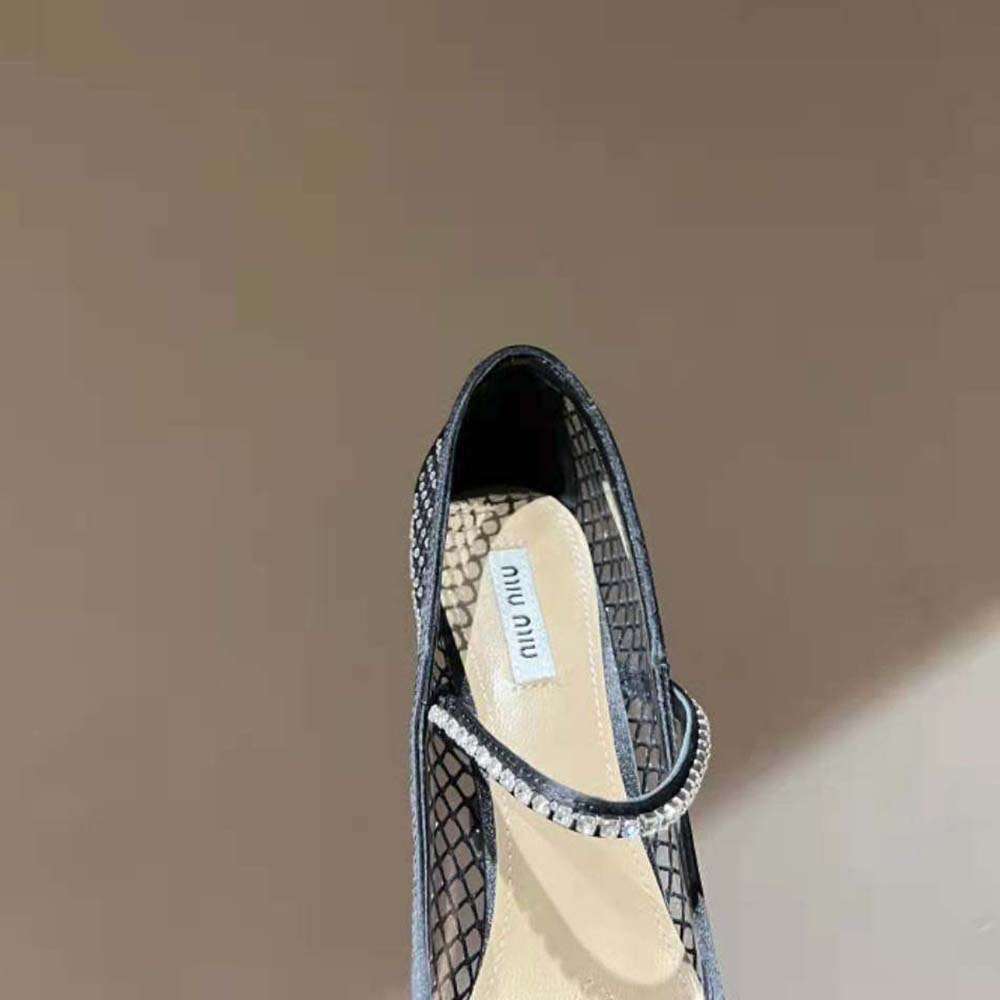 Miu Miu Women Vinyl and Mesh Pumps 105 mm mm Heel Height-Black - image 8