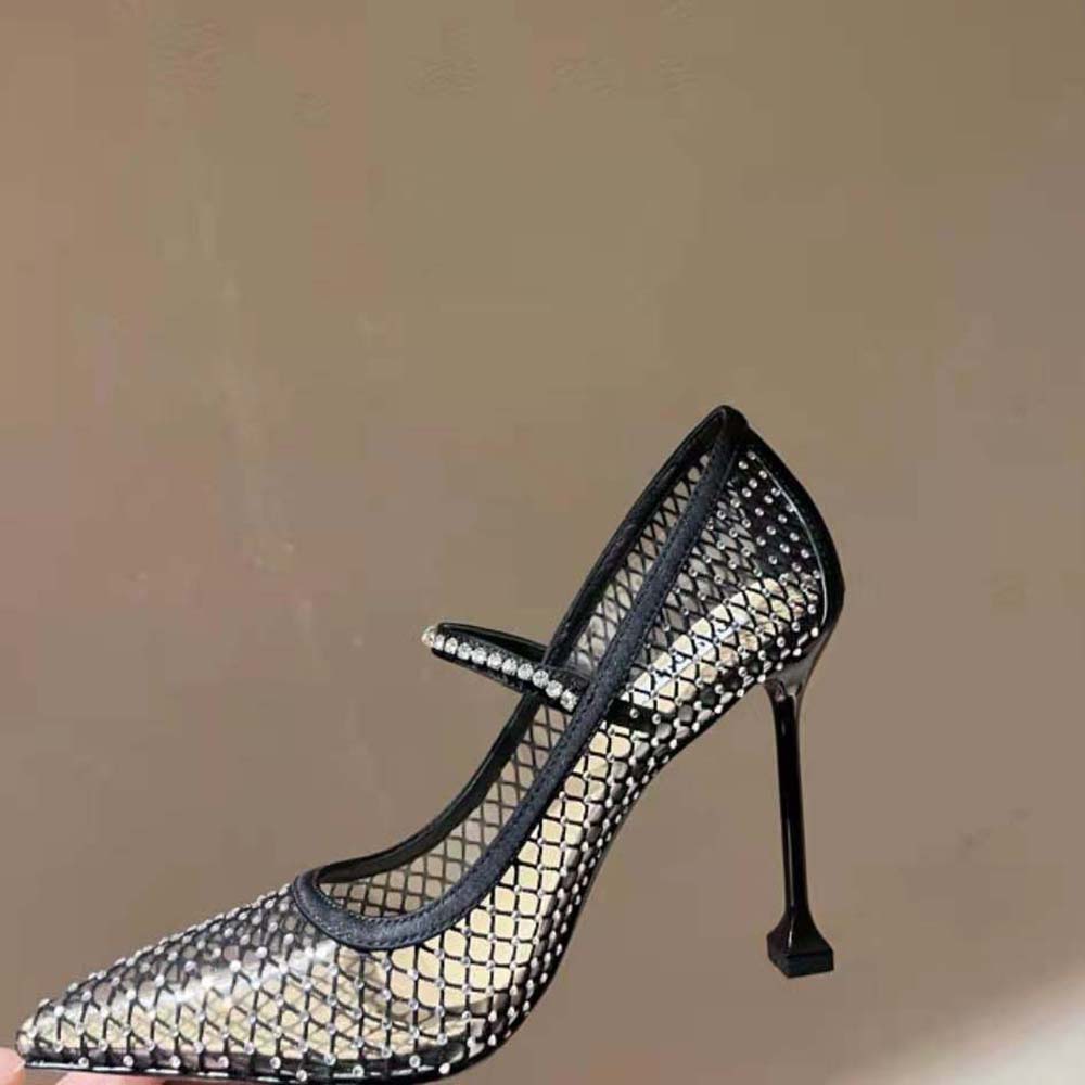 Miu Miu Women Vinyl and Mesh Pumps 105 mm mm Heel Height-Black - image 5