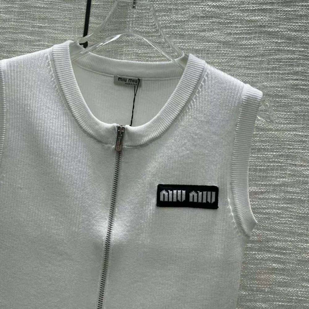 Miu Miu Women Viscose Knit Top with Knit Logo Patch - image 5