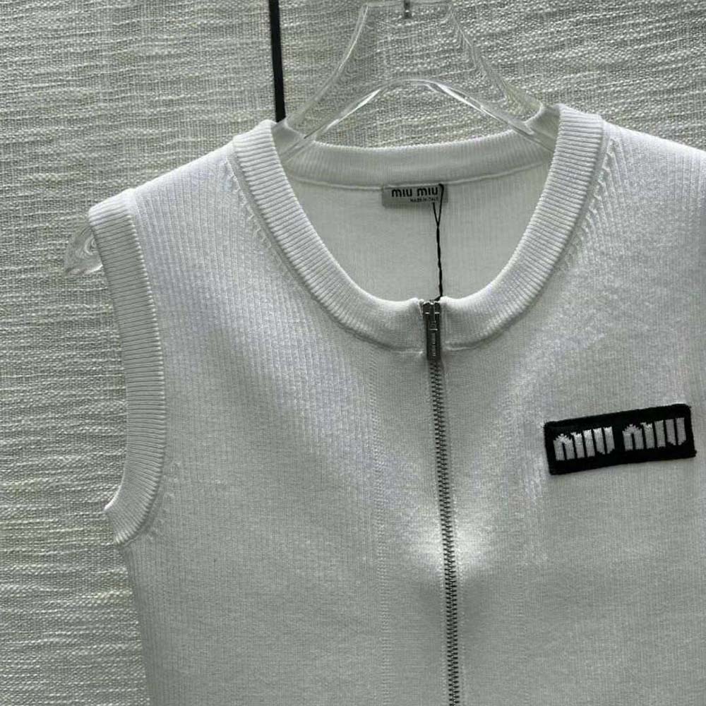 Miu Miu Women Viscose Knit Top with Knit Logo Patch - image 6