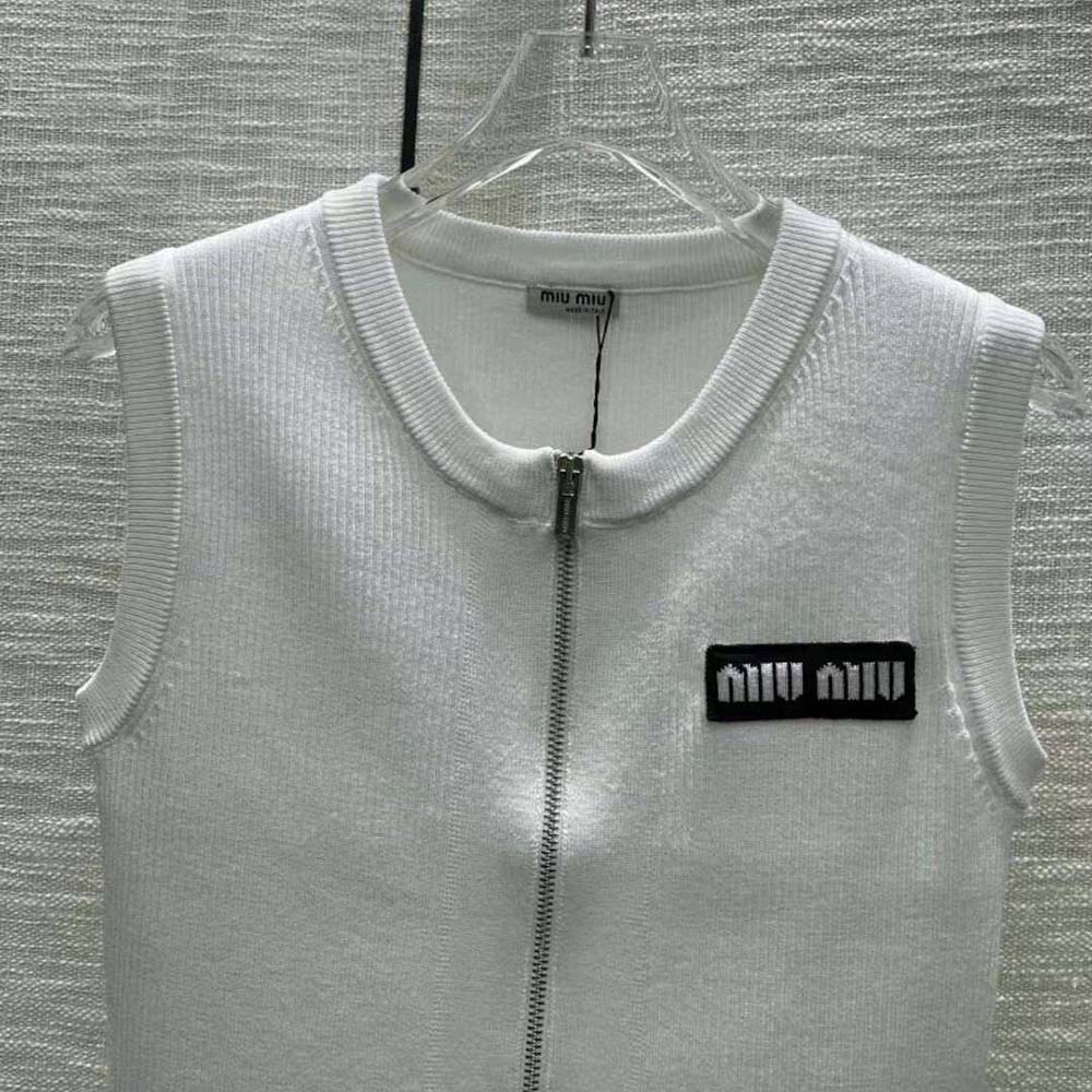 Miu Miu Women Viscose Knit Top with Knit Logo Patch - image 4