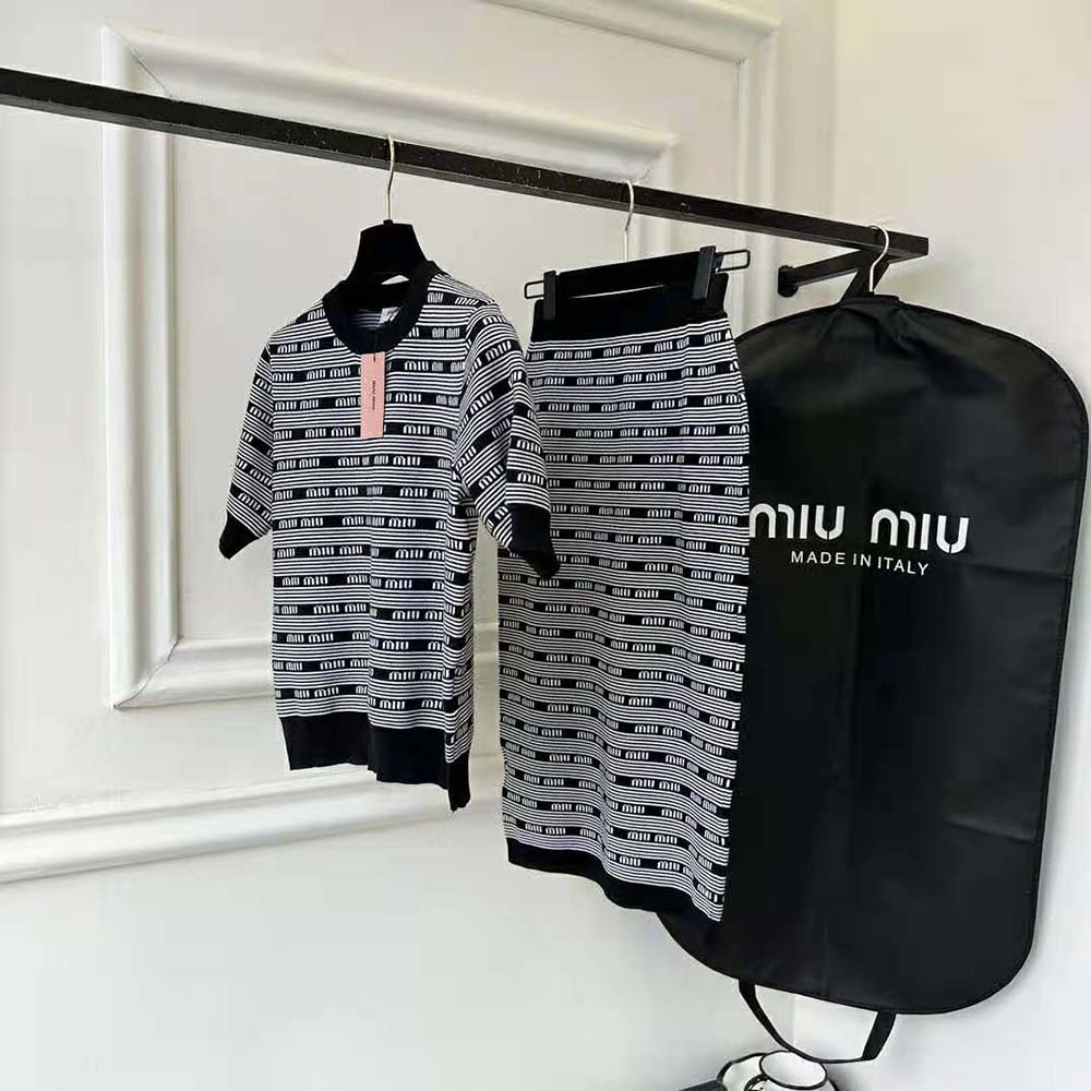 Miu Miu Women Viscose Skirt with Jacquard Logo - image 4
