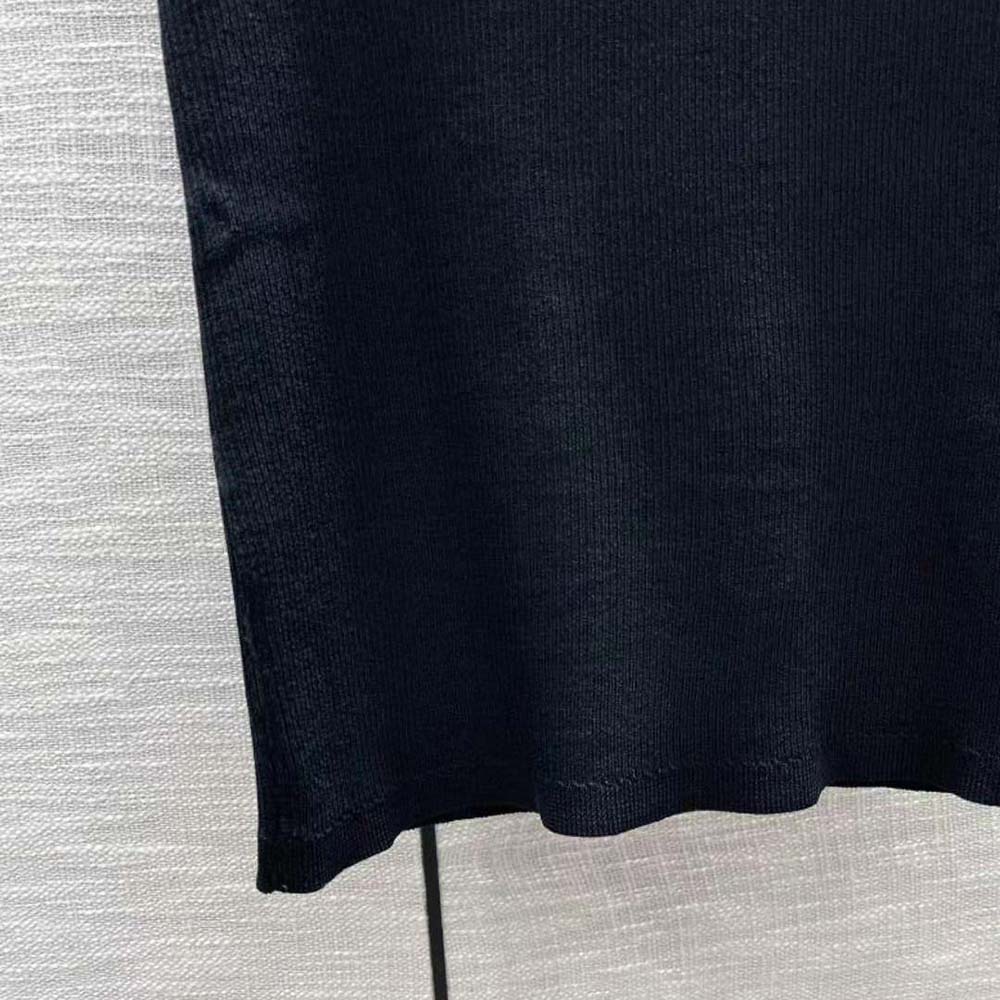 Miu Miu Women Viscose Tank Top with Intarsia Logo-Black - image 8
