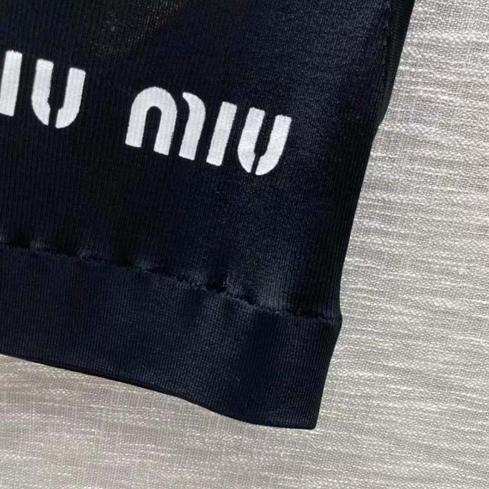 Miu Miu Women Viscose Top with Intarsia Logo-Black - image 8