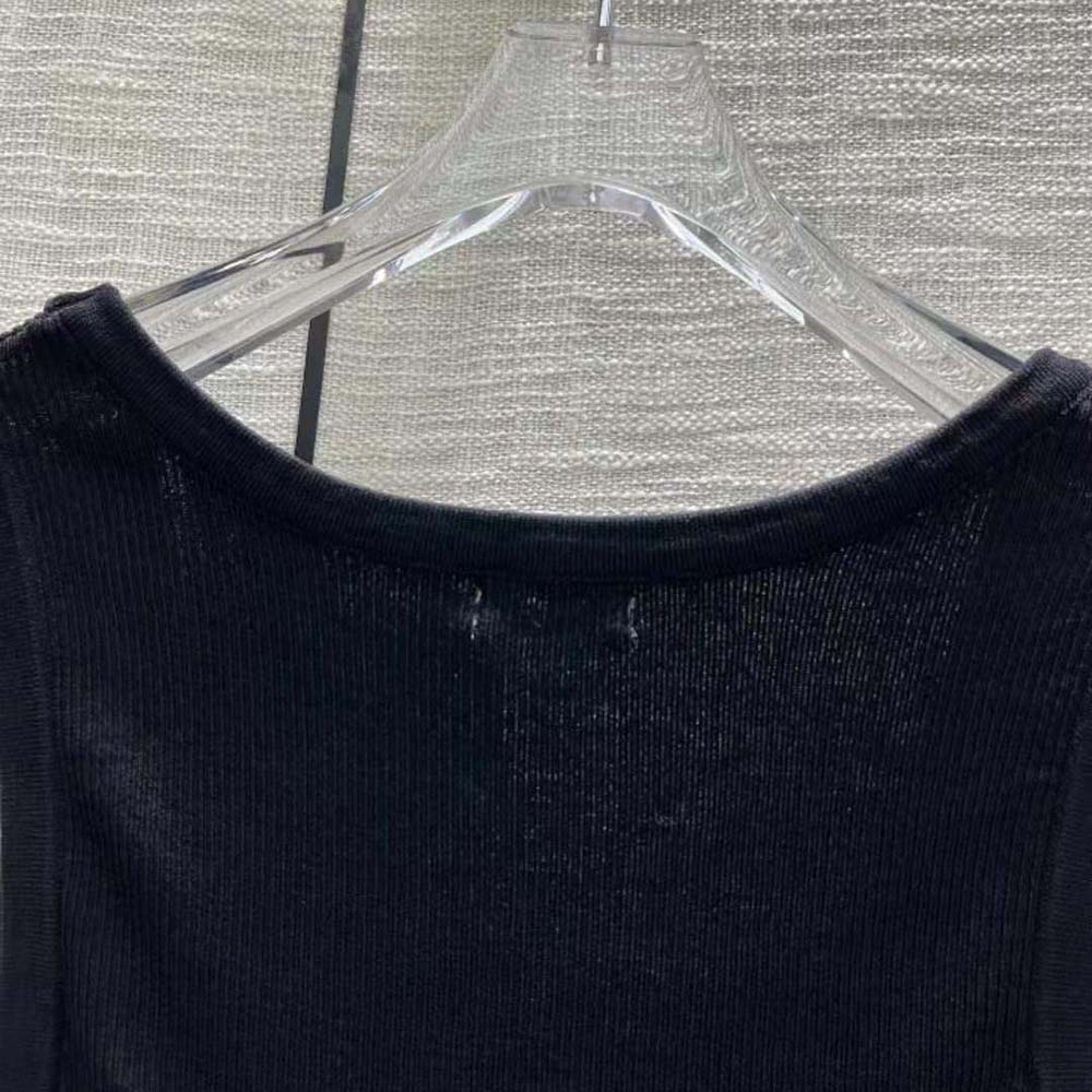 Miu Miu Women Viscose Top with Intarsia Logo-Black - image 9