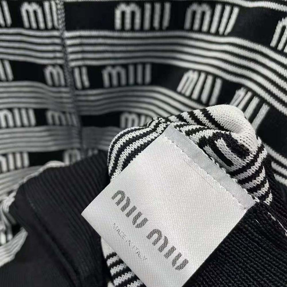 Miu Miu Women Viscose Turtleneck Cardigan with Jacquard Logo-Black - image 7