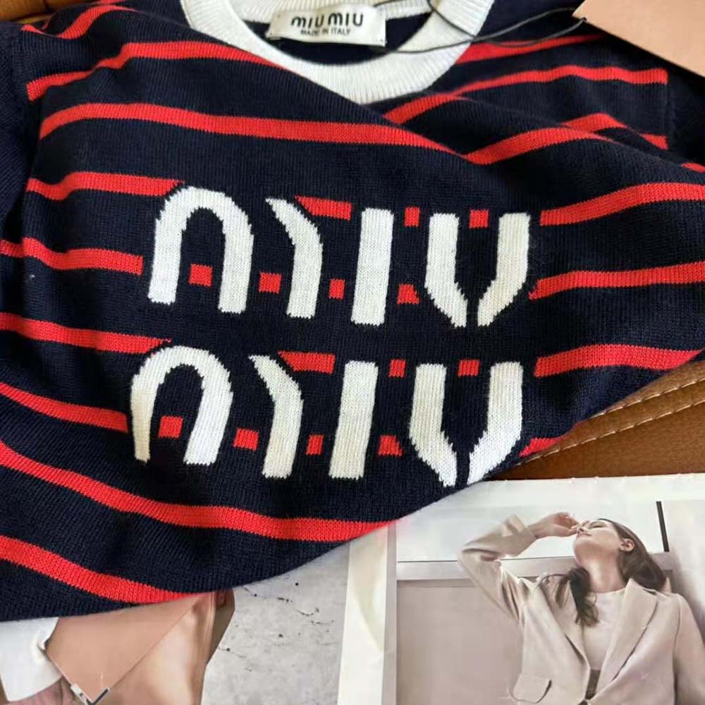 Miu Miu Women Wool Crew-Neck Sweater-Black - image 8