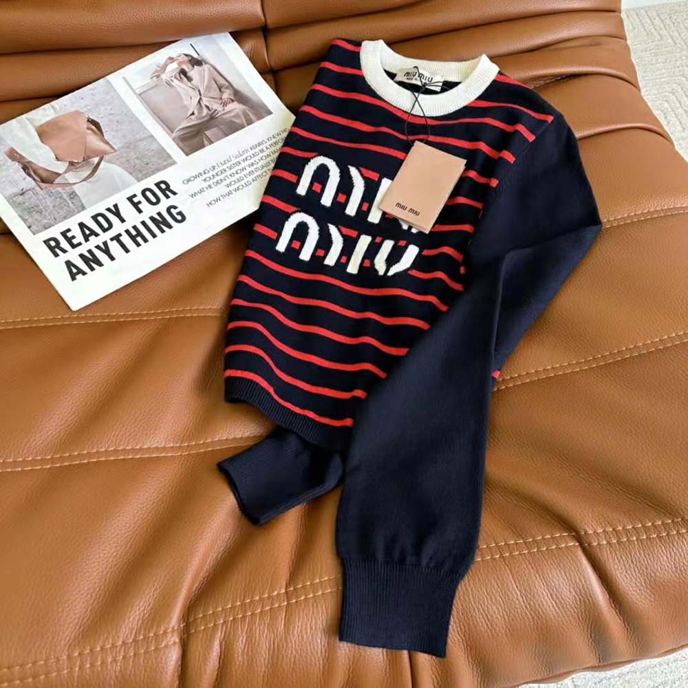 Miu Miu Women Wool Crew-Neck Sweater-Black - image 5