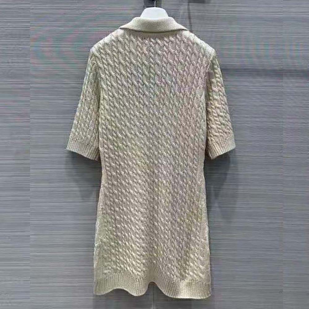 Back detail showing hidden zip on Prada Women Cable-Knit Cotton Mini-Dress