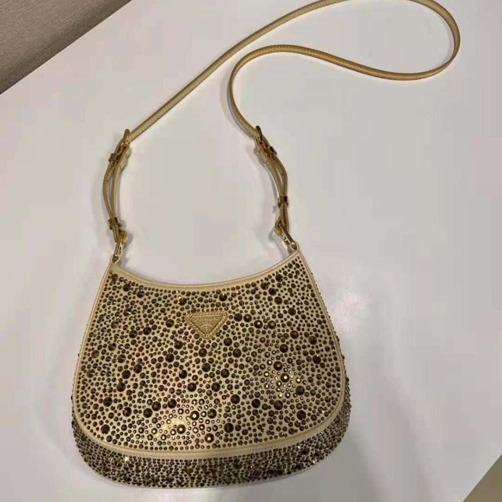 Prada Women Cleo Satin Bag with Crystals-Gold - image 6