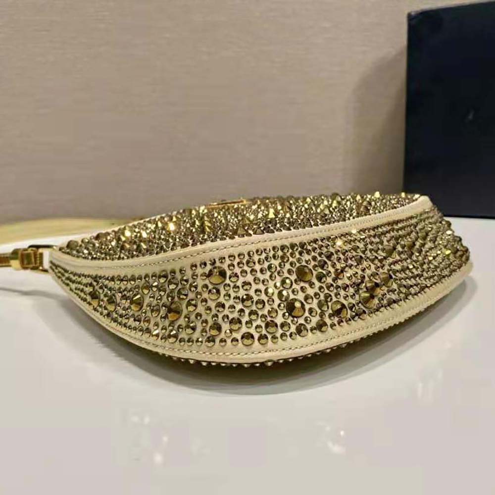 Prada Women Cleo Satin Bag with Crystals-Gold - image 8