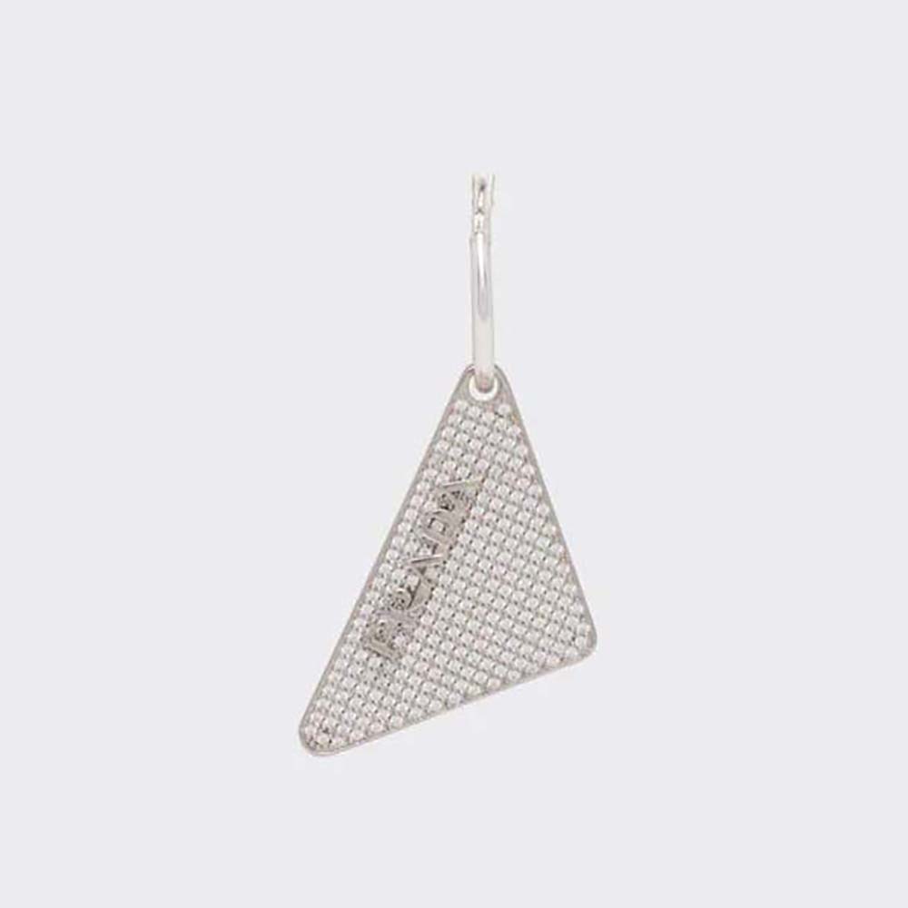 Close-up of Prada Women Crystal Logo Jewels Left Earring showcasing crystal detail