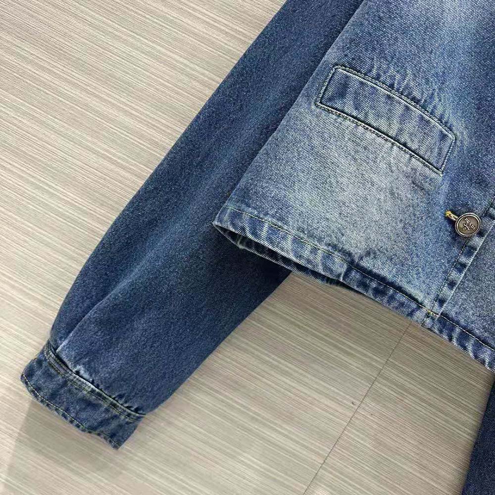 Prada Women Denim Blouson Jacket with Enameled Metal Triangle Logo - image 8
