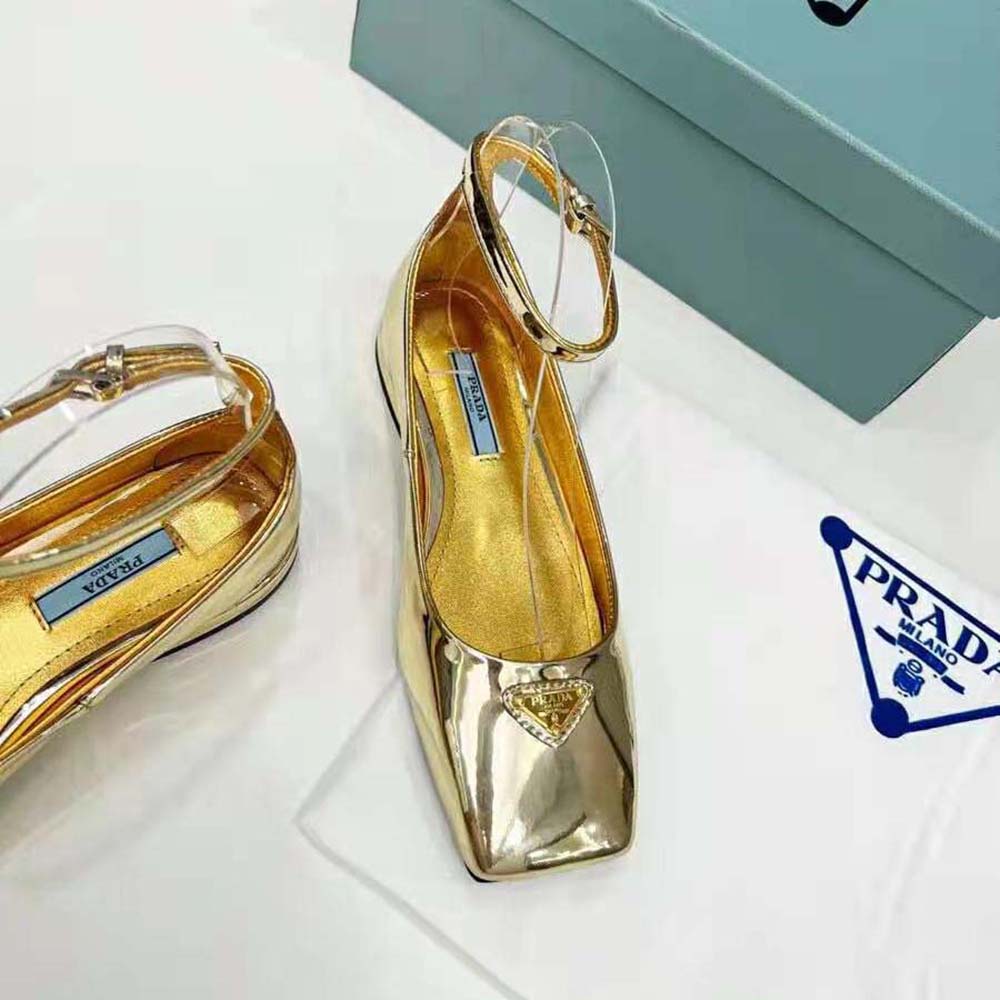Prada Women Metallic Leather Ballerinas-Gold - image 6