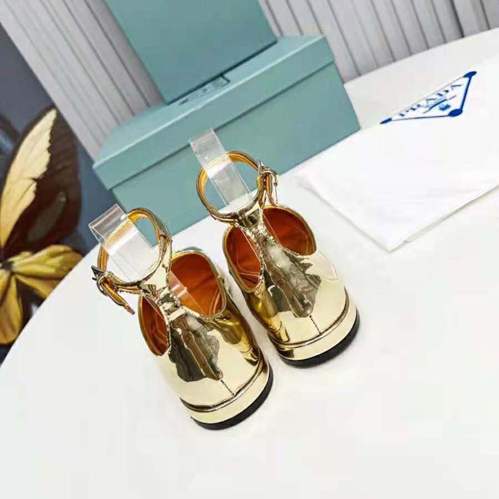 Prada Women Metallic Leather Ballerinas-Gold - image 9