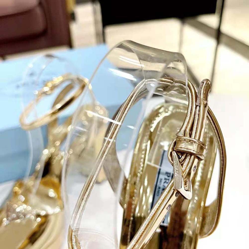 Prada Women Metallic Leather Platform Sandals - image 7
