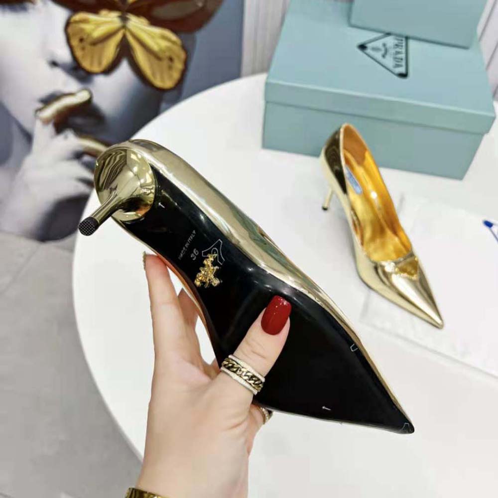 Prada Women Metallic Leather Pumps-Gold - image 10