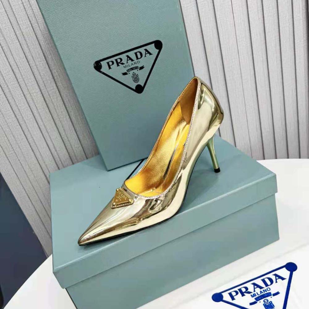 Prada Women Metallic Leather Pumps-Gold - image 7