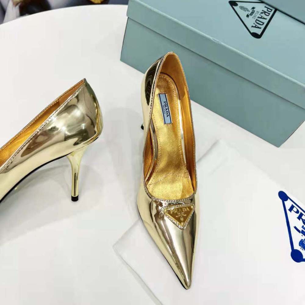 Prada Women Metallic Leather Pumps-Gold - image 6