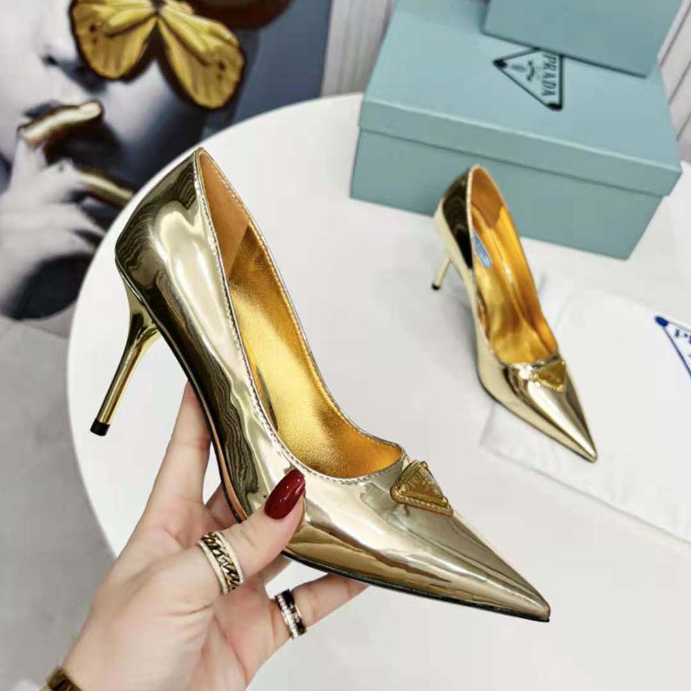 Prada Women Metallic Leather Pumps-Gold - image 5