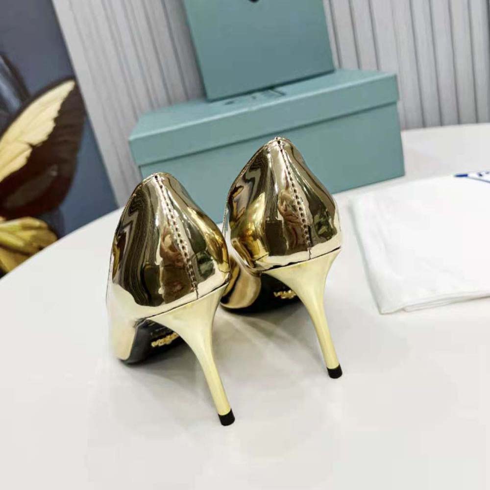Prada Women Metallic Leather Pumps-Gold - image 9