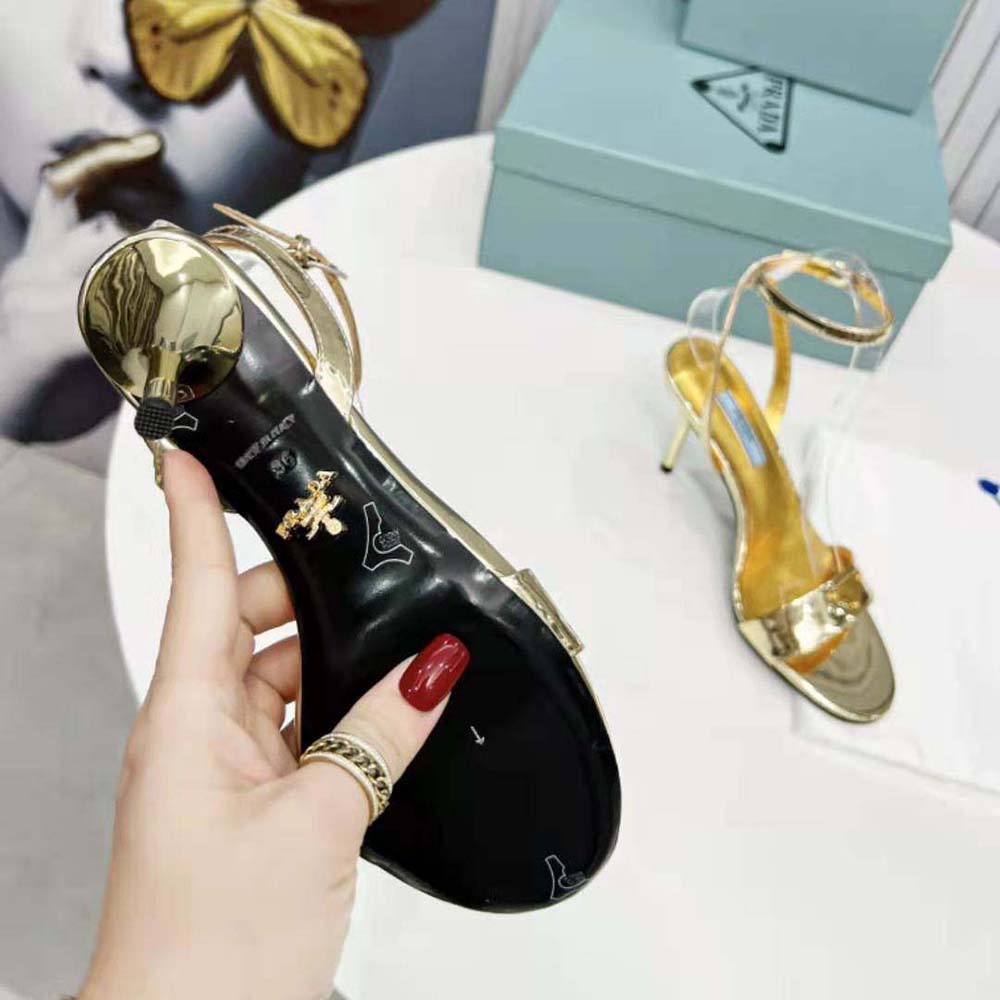 Prada Women Metallic Leather Sandals-Gold - image 10