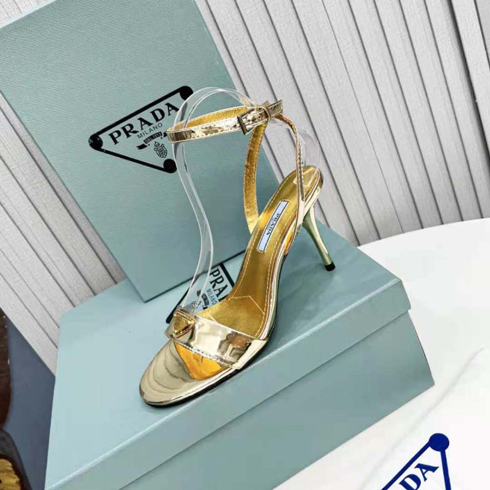 Prada Women Metallic Leather Sandals-Gold - image 5