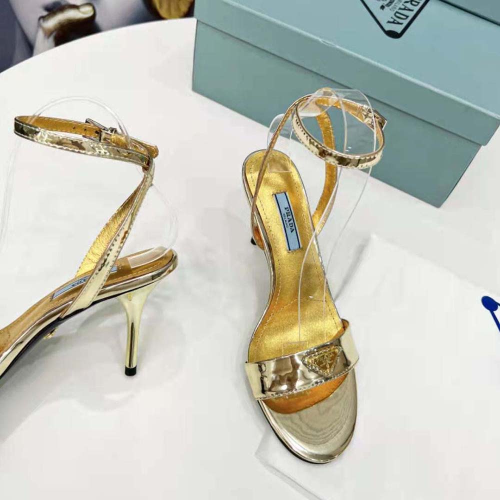 Prada Women Metallic Leather Sandals-Gold - image 7