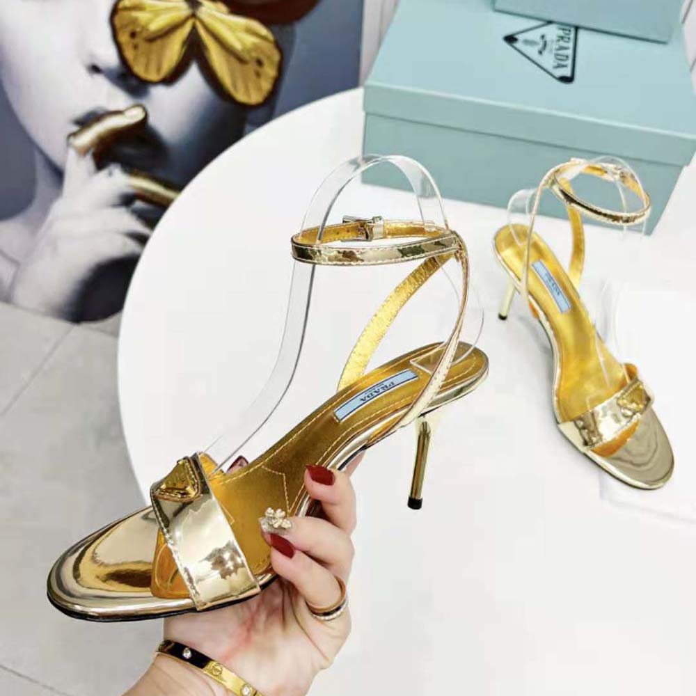 Prada Women Metallic Leather Sandals-Gold - image 9