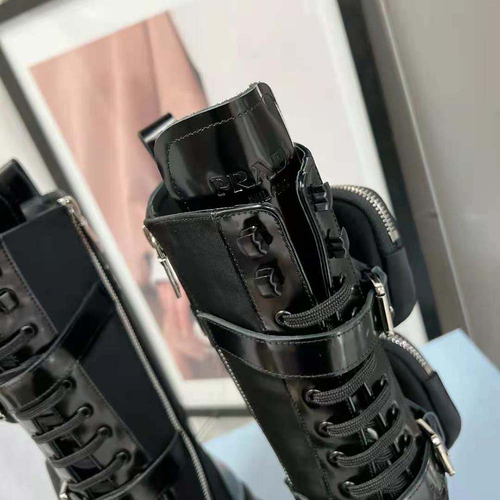 Prada Women Monolith Leather and Nylon Boots-Black - image 7