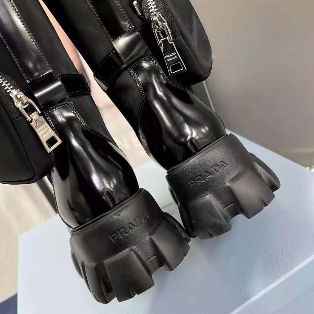 Prada Women Monolith Leather and Nylon Boots-Black - image 9