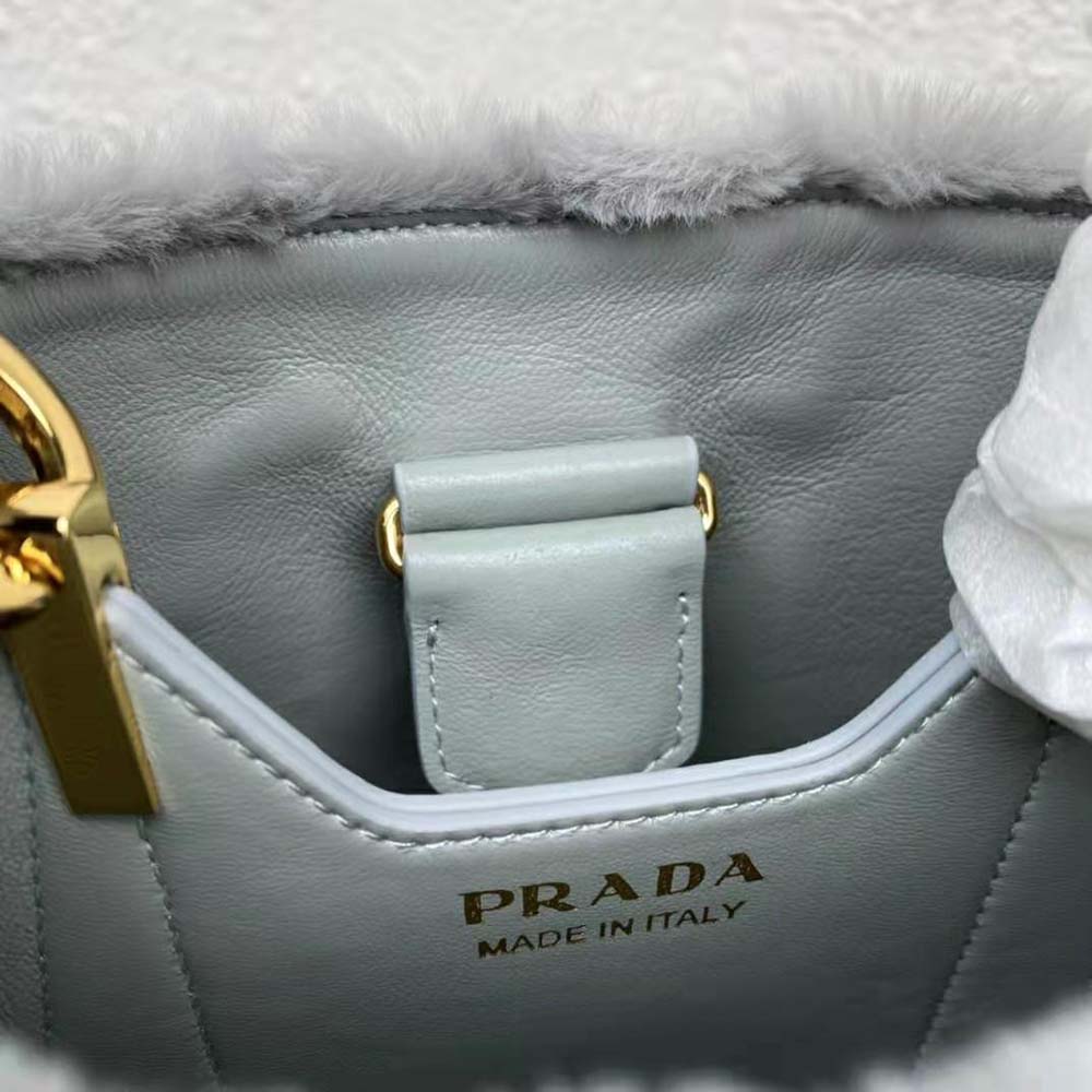 Prada Women Panier Shearling Mini-Bag-Silver - image 10