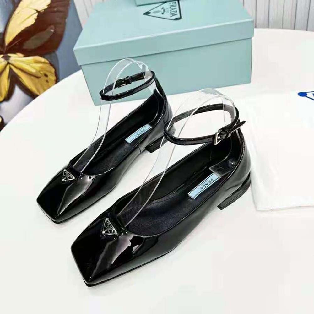 Prada Women Patent Leather Ballerinas-Black - image 4