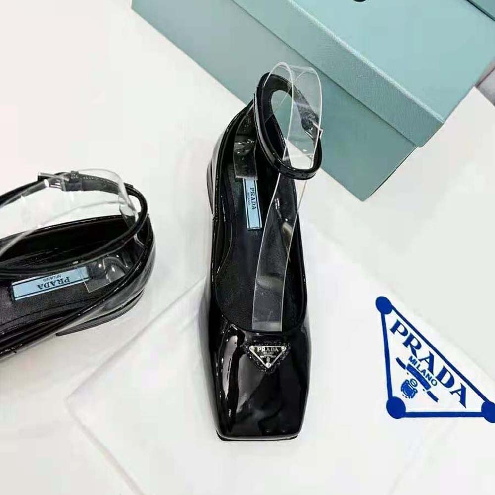 Prada Women Patent Leather Ballerinas-Black - image 7