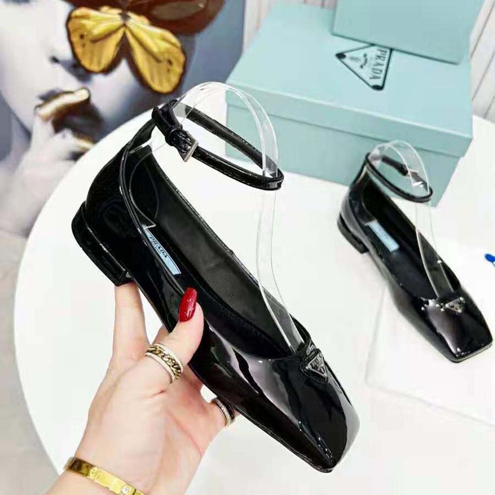 Prada Women Patent Leather Ballerinas-Black - image 5