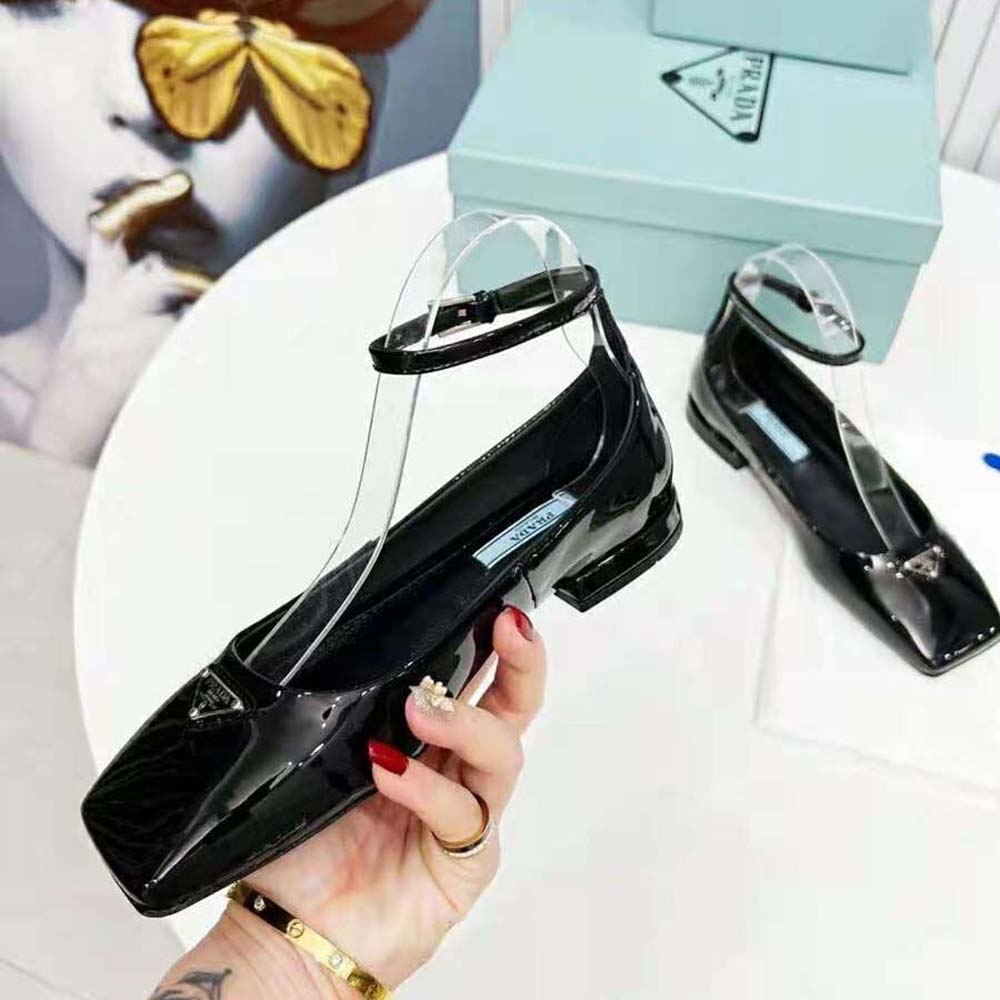 Prada Women Patent Leather Ballerinas-Black - image 6