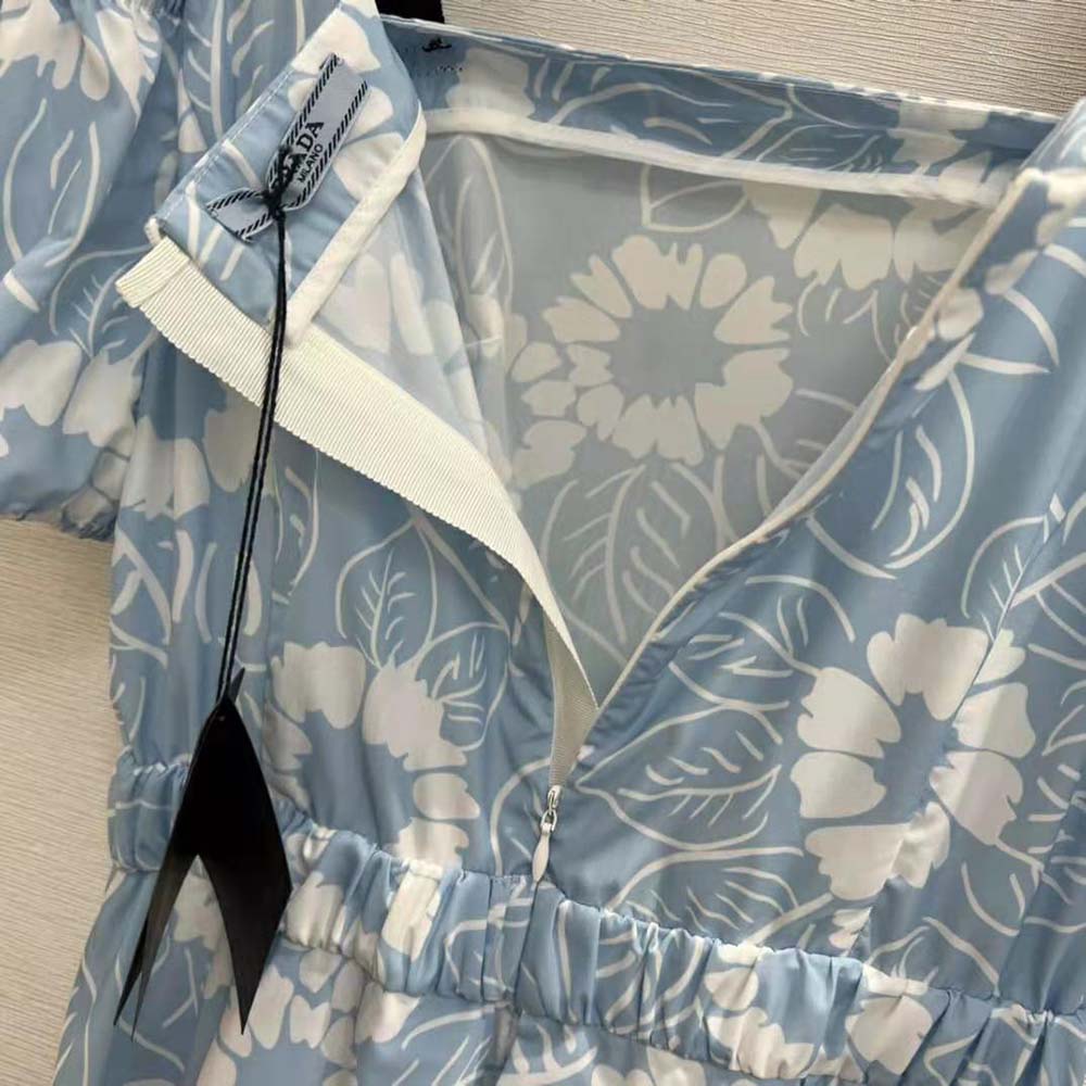 Prada Women Printed Poplin Dress-Blue - image 4