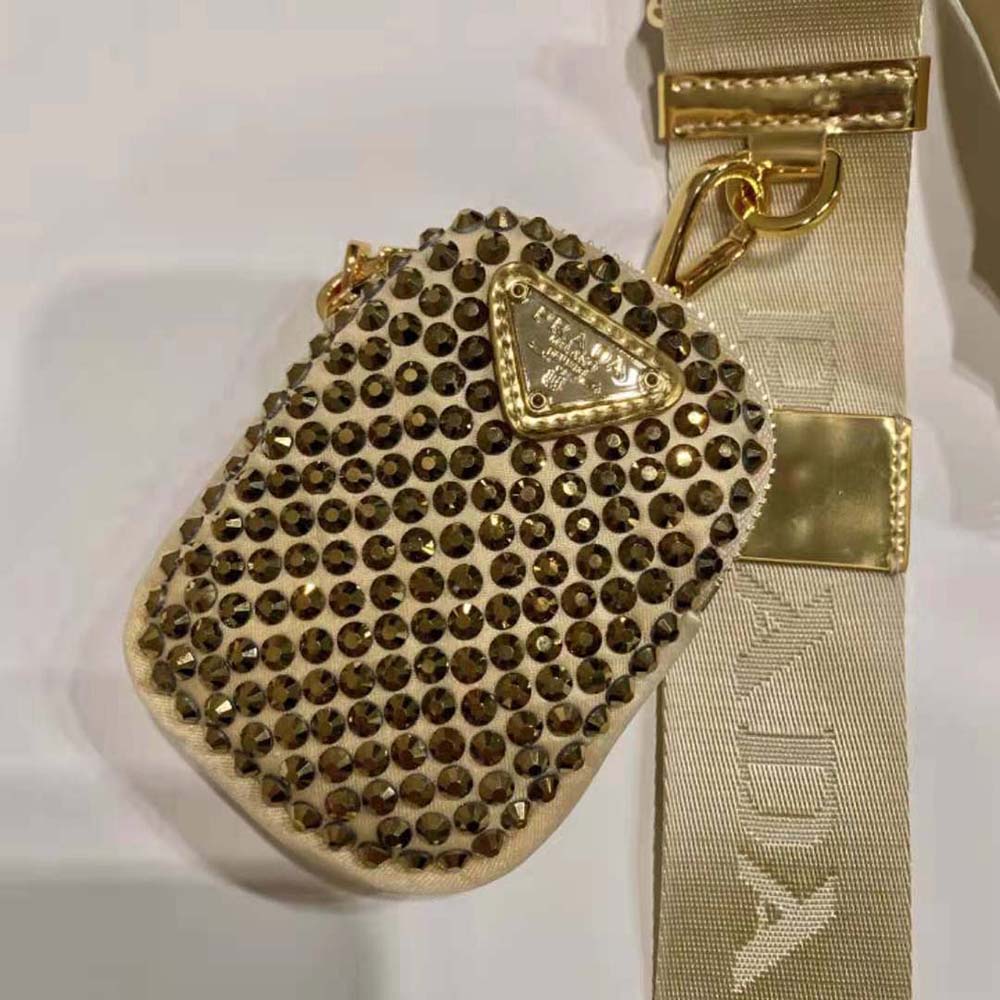Prada Women Re-Edition 2005 Satin Bag with Crystals-Gold - image 7