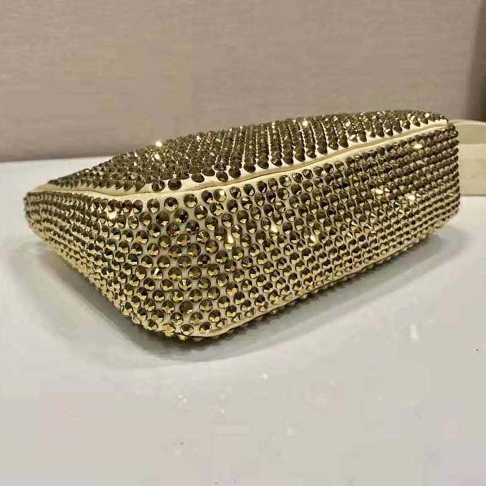 Prada Women Re-Edition 2005 Satin Bag with Crystals-Gold - image 6