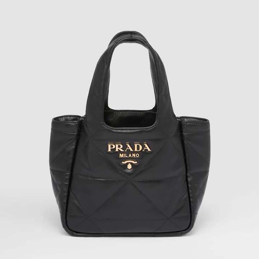 Front view of Prada Women Small Nappa-Leather Tote Bag with Topstitching